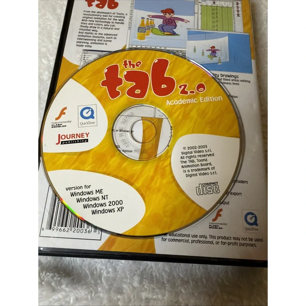 The Tab 2.0 Academic Toonz Animation Board PC CD ROM WIN Digital Video 2002 VTG